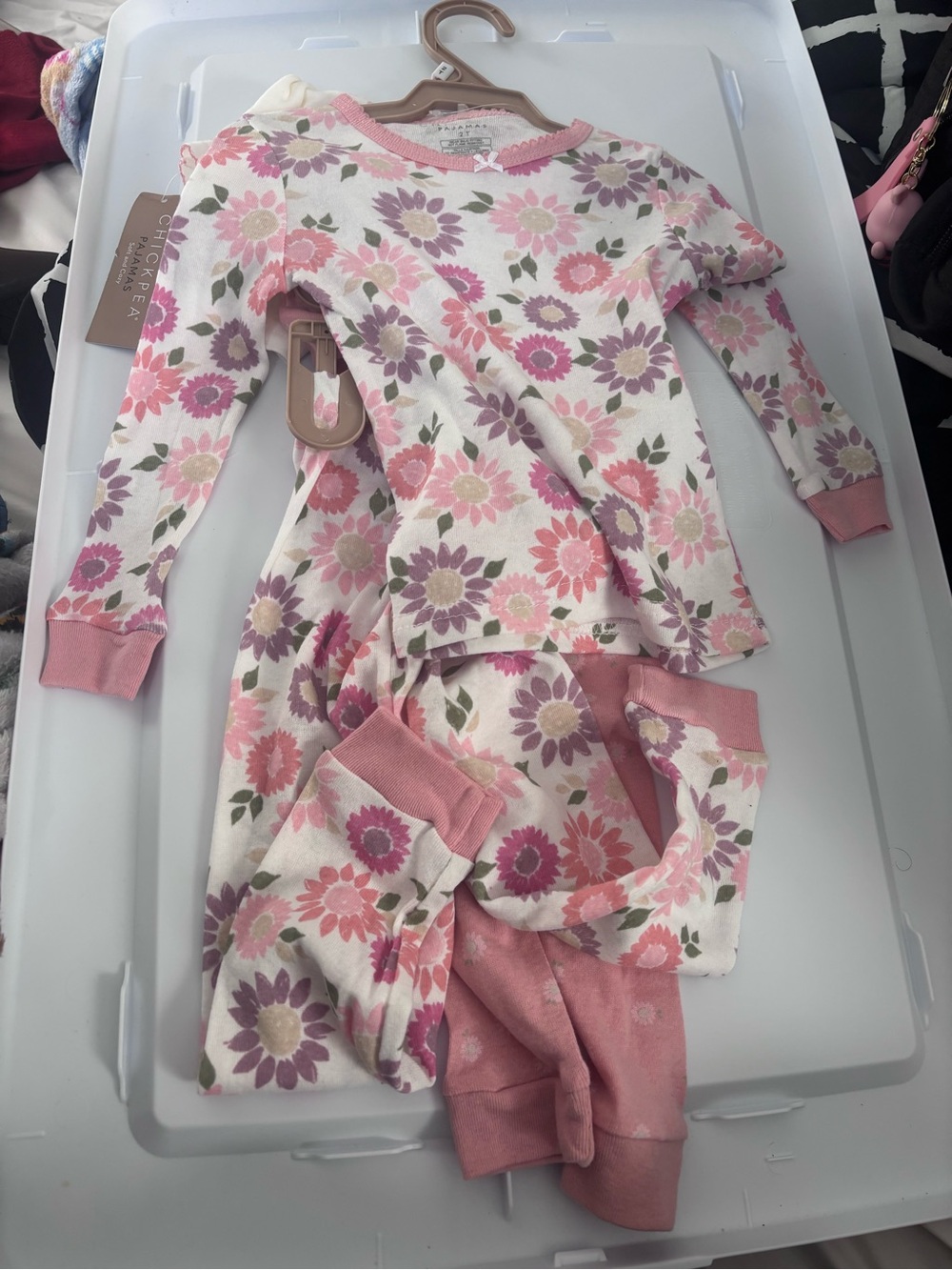 Hatley Pink and Cream Floral Cotton Pajama Set for Kids